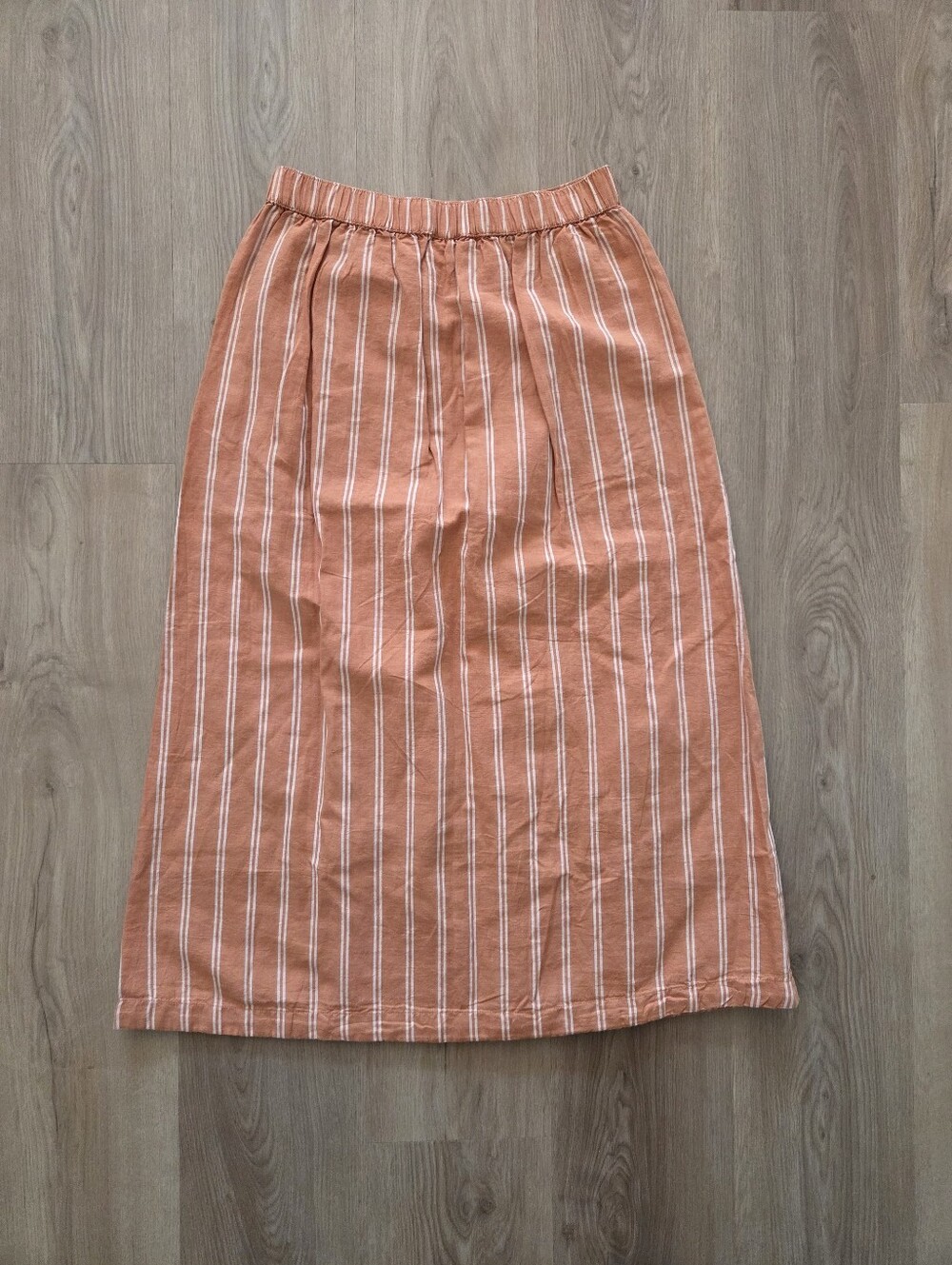 Pact Canopy Linen Striped Wrap Midi Skirt S Vacay Cottage Capsule Hippie Casual - Picture 10 of 11